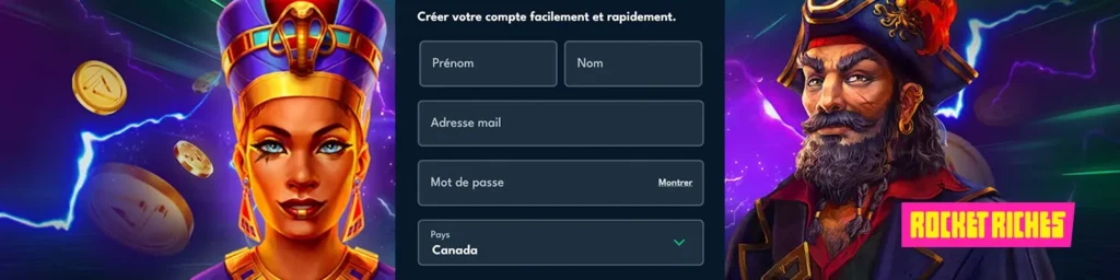 S’inscrire sur rocketriches casino