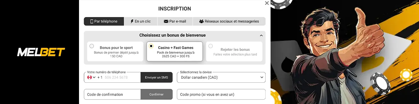 formulaire d'inscription sur melbet casino